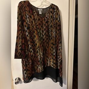 CATHERINES Black-Brown Tunic 1X